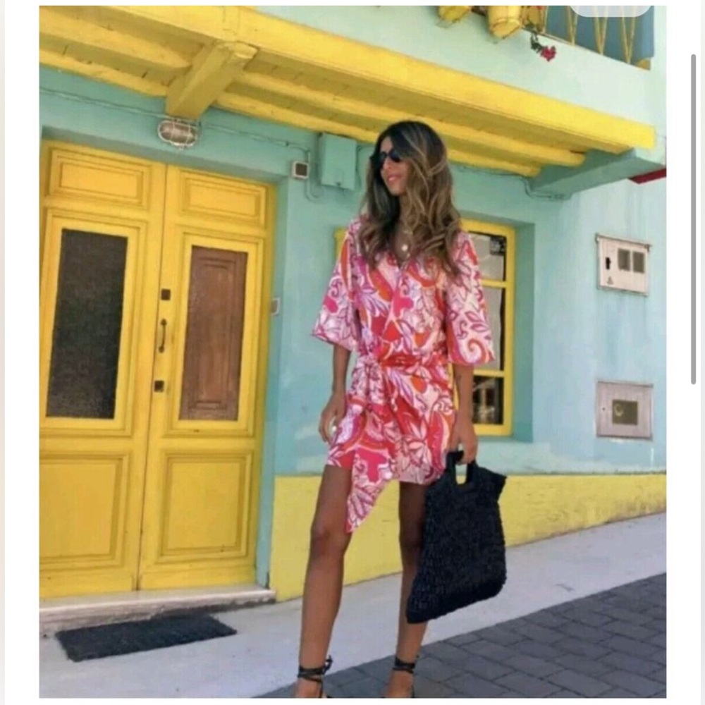Zara Red and White Floral Dress
